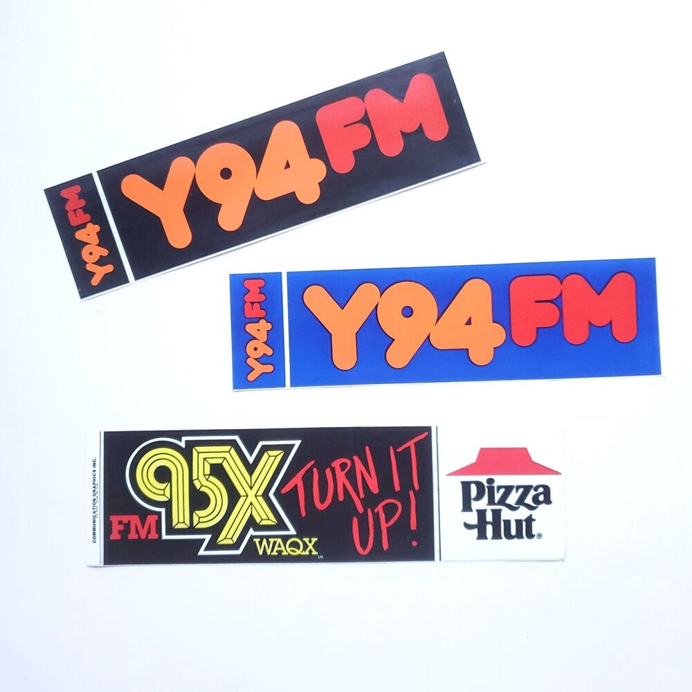 Y94 95X FM Radio Station Vintage 80s Bumper Sticker Lot of 3 Decal Central NY